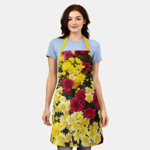 Atemberaubende Red Gold Herbst Chrysanthema Blume Schürze