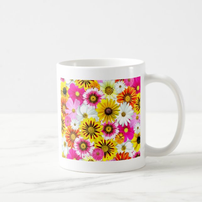 Atemberaubende, rosa gelbe Blütenmuster Kaffeetasse (Rechts)