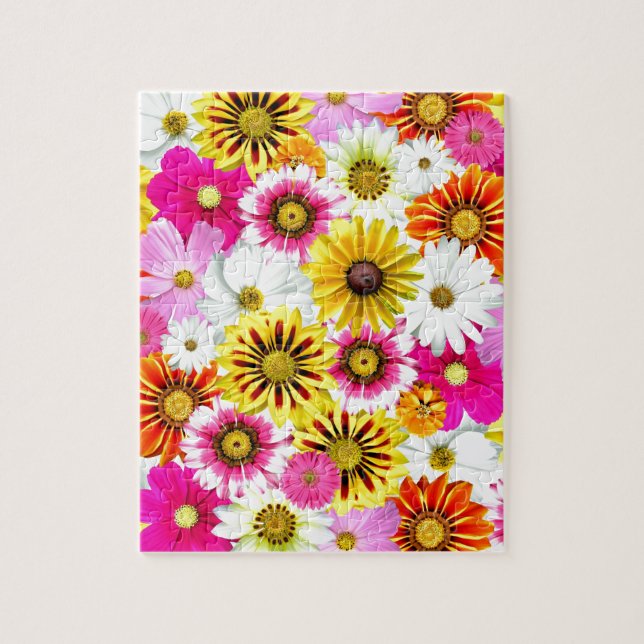 Atemberaubende, rosa gelbe Blütenmuster Puzzle (Vertikal)