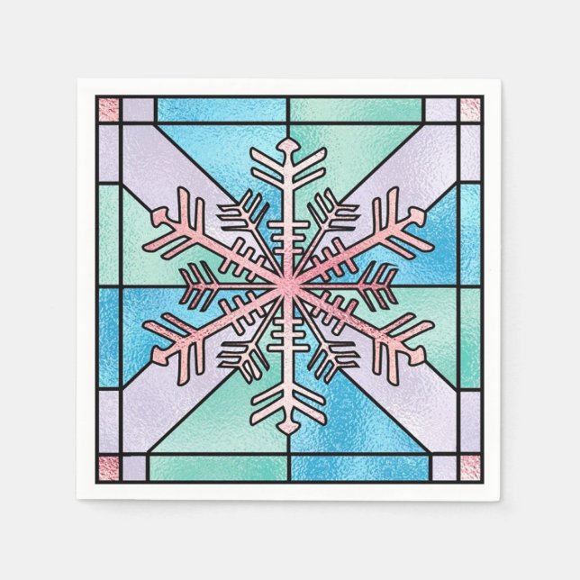 Atemberaubende rosa Schneeflocke Serviette (Vorderseite)