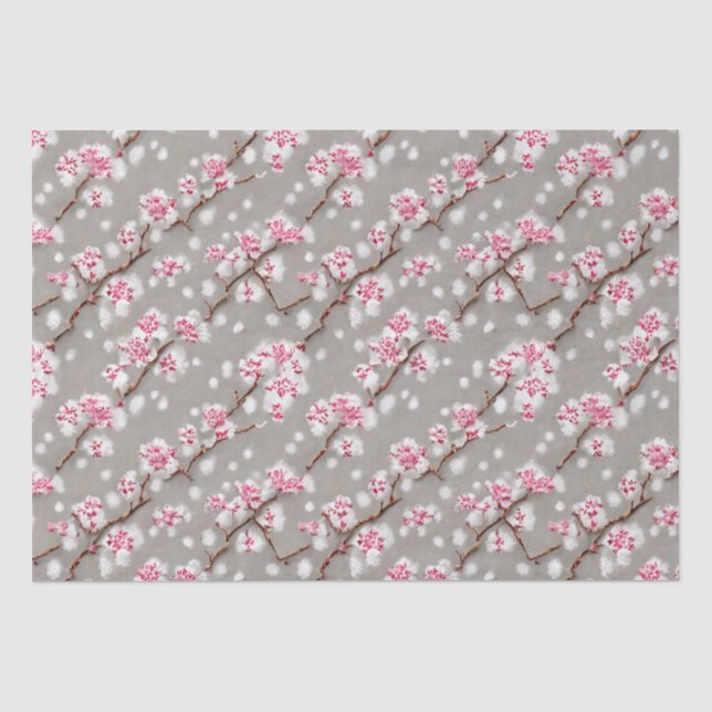Atemberaubende Rosa- und Silberkirschblüten Seidenpapier (Vorderseite)