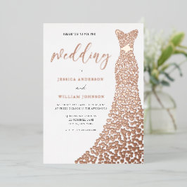 Atemberaubende Rose Gold Dress Elegante Hochzeit Folieneinladung