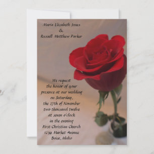 Atemberaubende Rote Rose Hochzeit Einladung