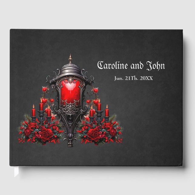 Atemberaubende rote Rosen und Gate-Design. Gästebuch (Vorderseite)