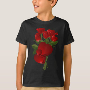 Atemberaubende Rote Rosen und Herzen T-Shirt