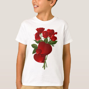 Atemberaubende Rote Rosen und Herzen T-Shirt
