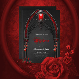 Atemberaubende rote Rosen und Torgestaltung Einladung