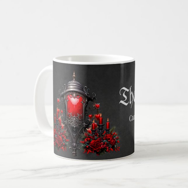 Atemberaubende rote Rosen und Torgestaltung Kaffeetasse (Vorderseite Links)