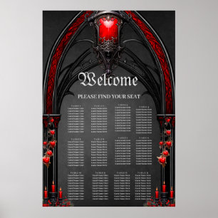 Atemberaubende rote Rosen und Torgestaltung Poster