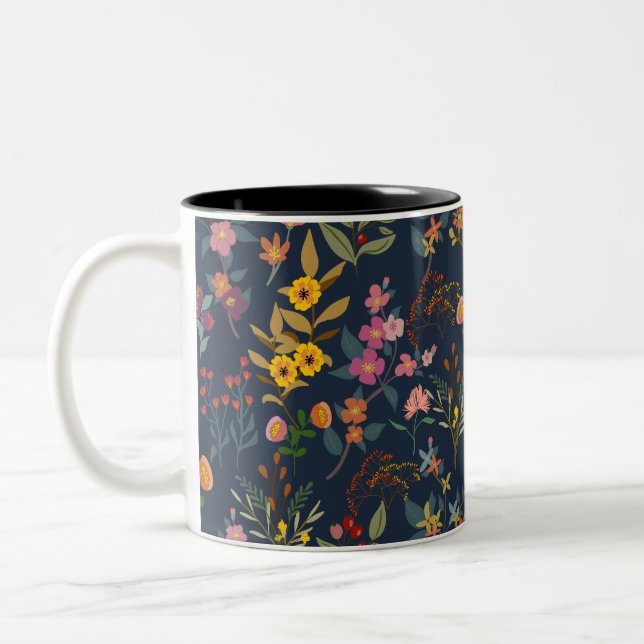 Atemberaubende, schöne farbige Wildblume Zweifarbige Tasse (Links)