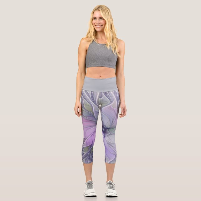 Atemberaubende Schönheit Modernes Abstraktes Frakt Capri Leggings (Vorderseite)