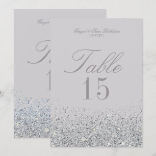 Atemberaubende Silber Glitter Hochzeit Tischnummer
