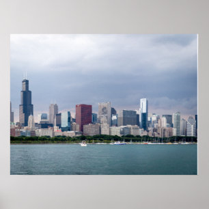 Atemberaubende Skyline-Bilder von Chicago Poster