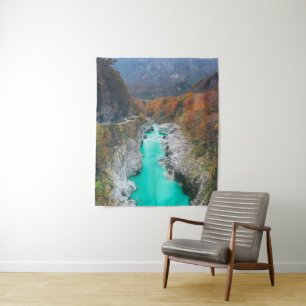 Atemberaubende Soča Napolen-Brücke, Slowenien Wandteppich