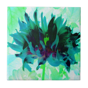 Atemberaubende Teal- und Schwarze Kaktus-Dahlie Fliese