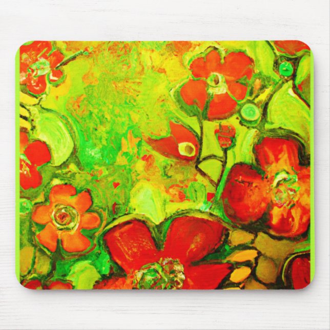 Atemberaubende und farbenfrohe Blume Kunstwerk Mousepad (Vorne)