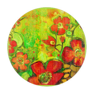 Atemberaubende und farbenfrohe Blume Kunstwerk Schneidebrett