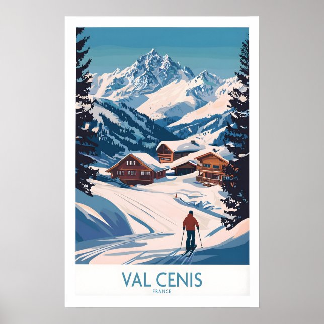 Atemberaubende Val Cenis Ski-Kunst für Winter-Enth Poster (Vorne)