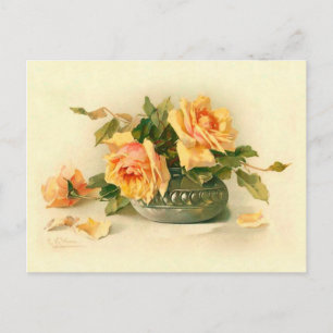 Atemberaubende viktorianische Rosen in einer Vase Postkarte