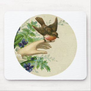 Atemberaubende Vintage Kunst als Shabbychic Robin  Mousepad
