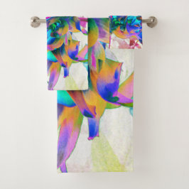Atemberaubende Wasserfarbe Regenbogen Kaktus Dahli Badhandtuch Set