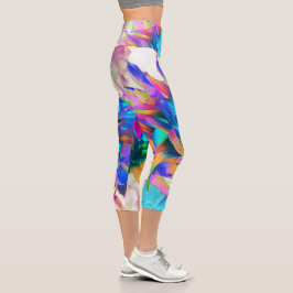 Atemberaubende Wasserfarbe Regenbogen Kaktus Dahli Capri Leggings