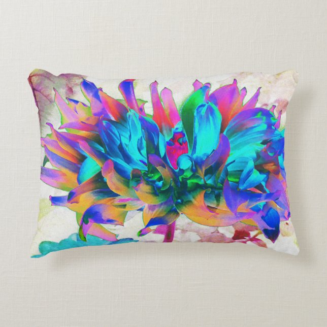 Atemberaubende Wasserfarbe Regenbogen Kaktus Dahli Dekokissen (Vorderseite)