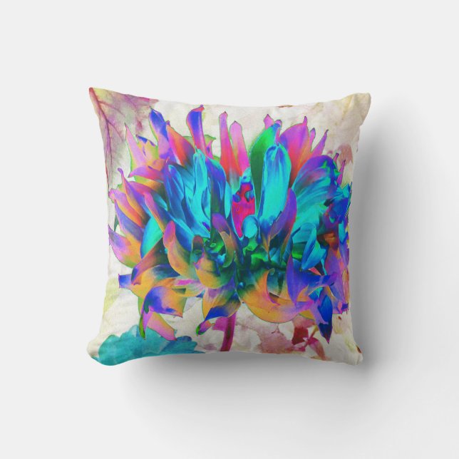 Atemberaubende Wasserfarbe Regenbogen Kaktus Dahli Kissen (Vorderseite)