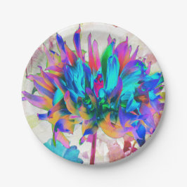 Atemberaubende Wasserfarbe Regenbogen Kaktus Dahli Pappteller