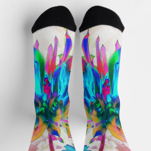 Atemberaubende Wasserfarbe Regenbogen Kaktus Dahli Socken