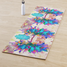 Atemberaubende Wasserfarbe Regenbogen Kaktus Dahli Yogamatte