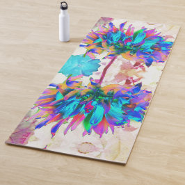 Atemberaubende Wasserfarbe Regenbogen Kaktus Dahli Yogamatte