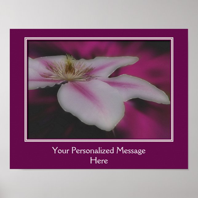 Atemberaubende White Clematics Blume Personalisier Poster (Vorne)