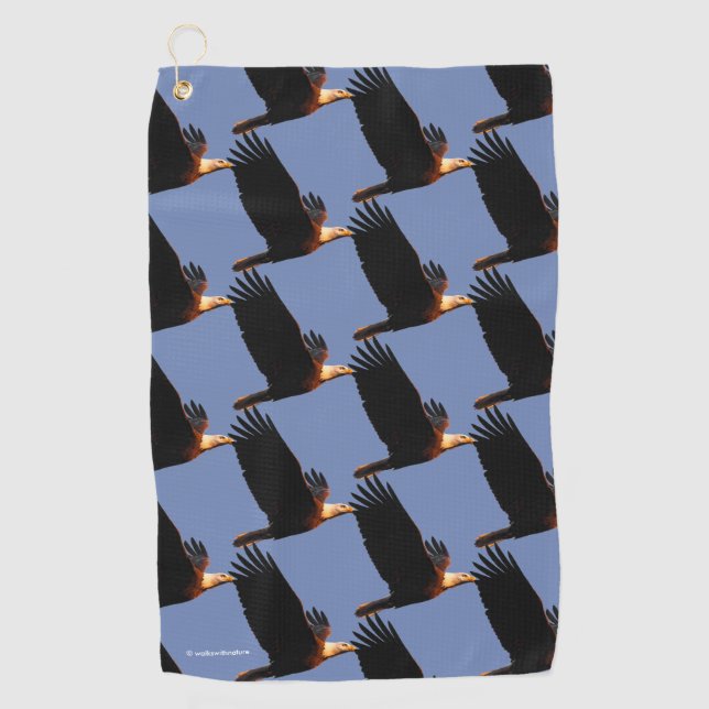 Atemberaubender Adler im Winter Sonnenuntergang Golfhandtuch (Vorderseite)