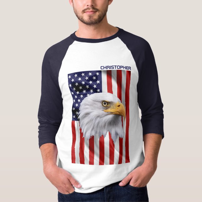 Atemberaubender amerikanischer Adler, USA-Flagge,  T-Shirt (Vorderseite)