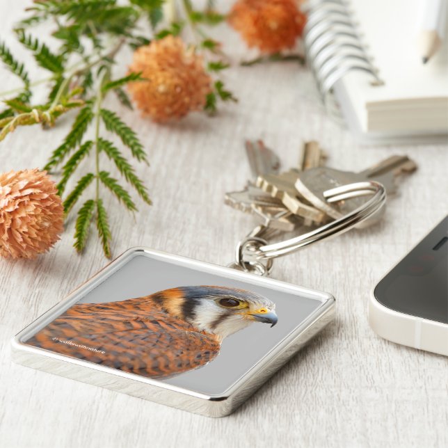 Atemberaubender amerikanischer Kestrel Sparrowhawa Schlüsselanhänger (Seite)