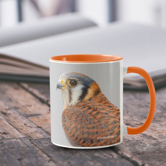 Atemberaubender amerikanischer Kestrel Sparrowhawa Tasse (Stunning American Kestrel Sparrowhawk 11 oz Coffee Mug Cover Photo.)