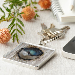 Atemberaubender Baumschlamm Songbird in Nestbox Schlüsselanhänger