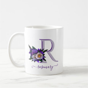 Atemberaubender Blumenlavener Weißes Monogramm  Kaffeetasse