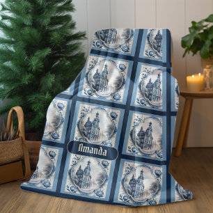 Atemberaubender Blumenpalast Chinoiserie-Toile-Mon Fleecedecke