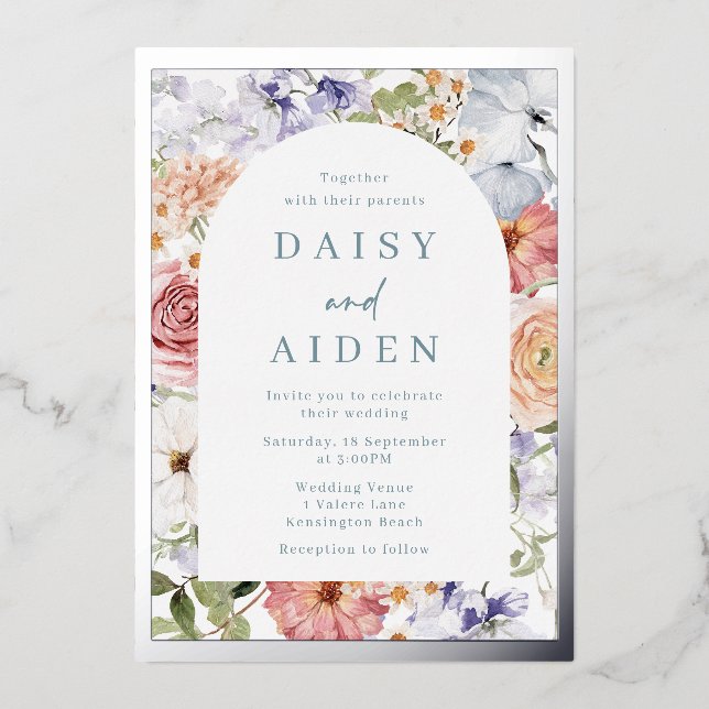 Atemberaubender Botanischer Blumenstrauß Folieneinladung (Vorderseite)