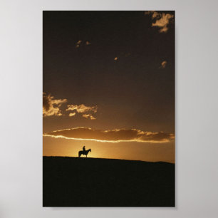 Atemberaubender Cowboy Sunset Poster