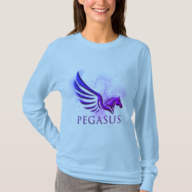 Atemberaubender Flügelpegasus kosmischer Hintergru T-Shirt (Vorderseite)