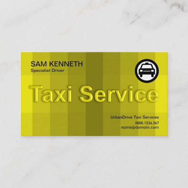 Atemberaubender Gelbbogen-Glaseffekt Taxi-Service Visitenkarte (Vorderseite)