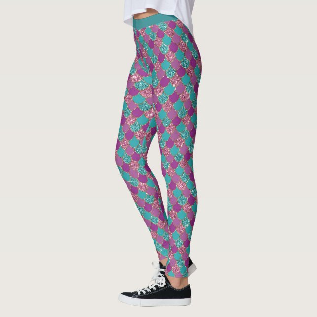 Atemberaubender Glitzer Mermaid Scale Pastel Glam  Leggings (Links)