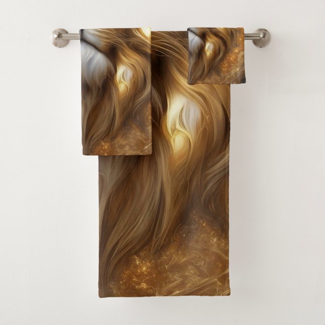 Atemberaubender Gold Lion Head Badhandtuch Set (Insitu)