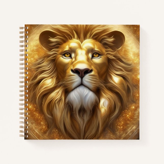 Atemberaubender Gold Lion Head Notizbuch (Vorderseite)