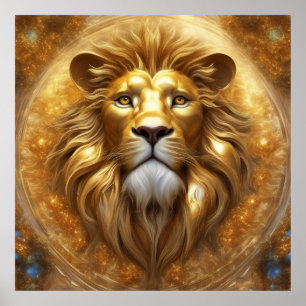 Atemberaubender Gold Lion Head Poster