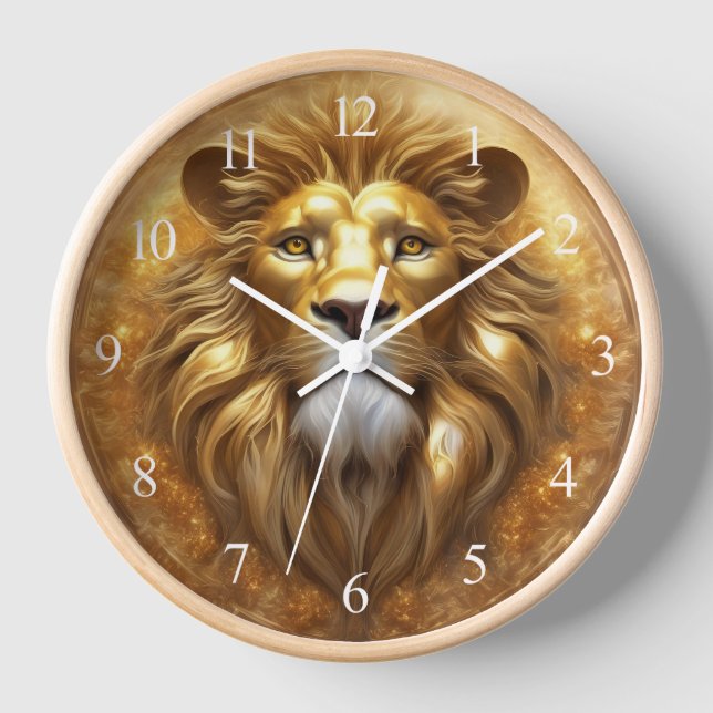 Atemberaubender Gold Lion Head Uhr (Vorderseite)