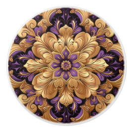 Atemberaubender Knofen für Lila und goldene Kerami Keramikknauf